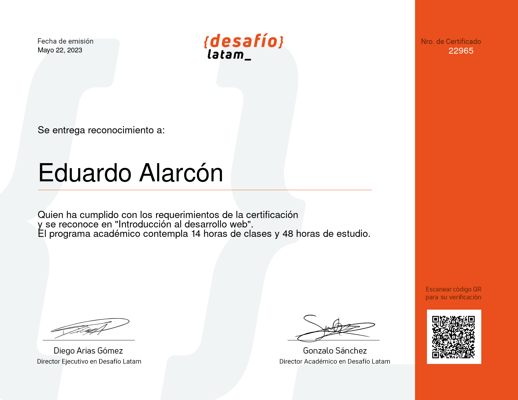 Certificado Introduccion al desarrollo web